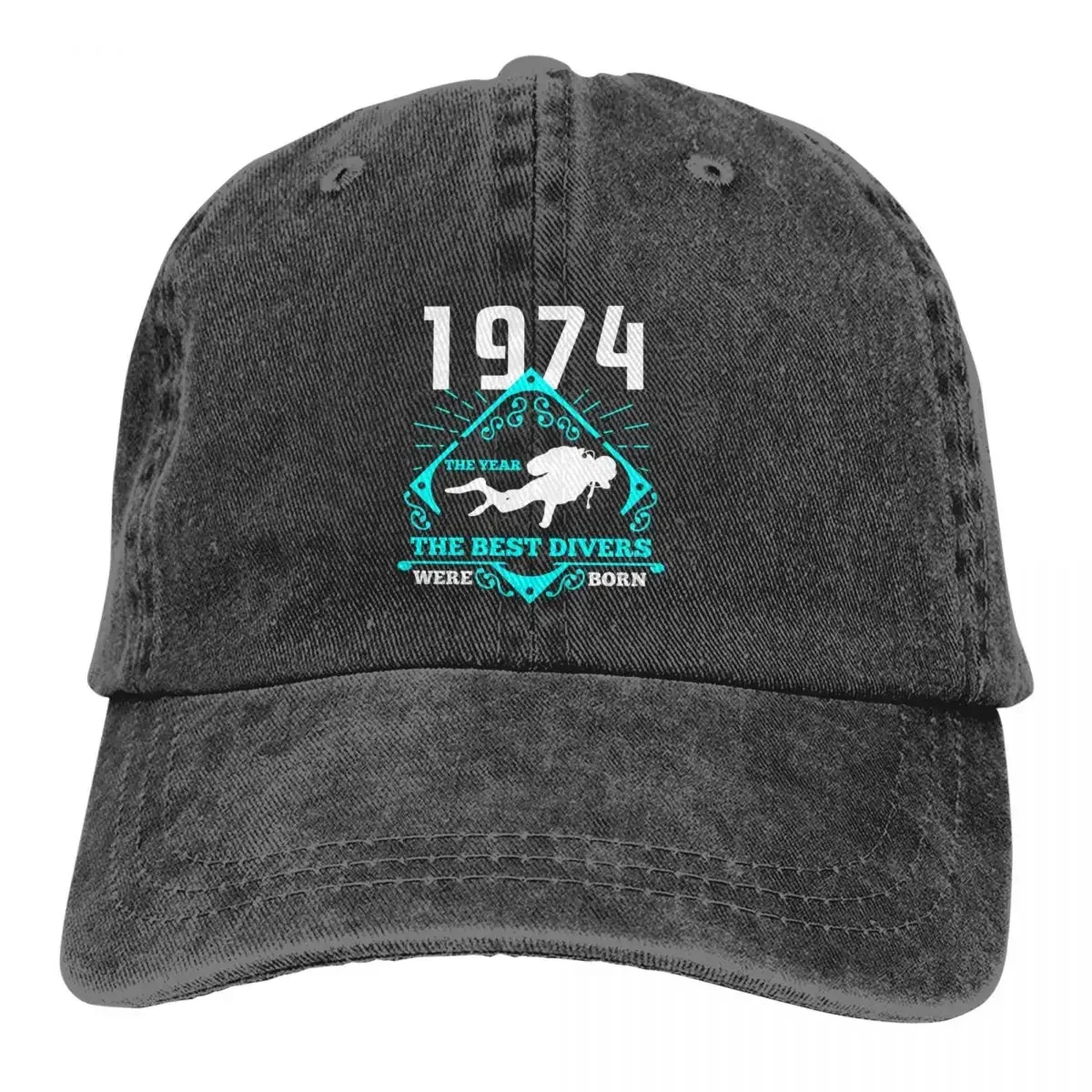 Washed Men's Baseball Cap 1974 Born Trucker Snapback Cowboy Caps Dad Hat Dive Scuba Divin Golf Hats