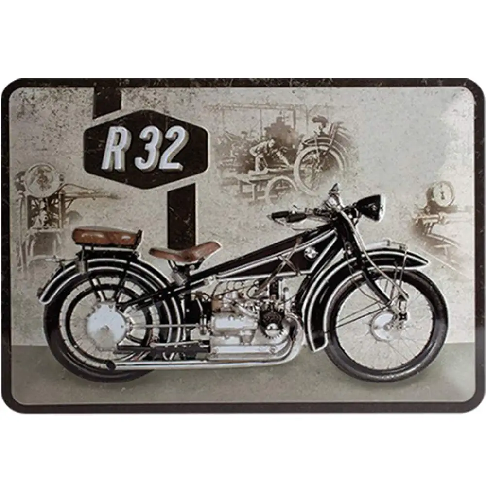 Nostalgia  Retro Design R32 Motorcycle Tin Metal Signs Wall Art|Thick Tinplate Print Poster Wall Decoration for Garage