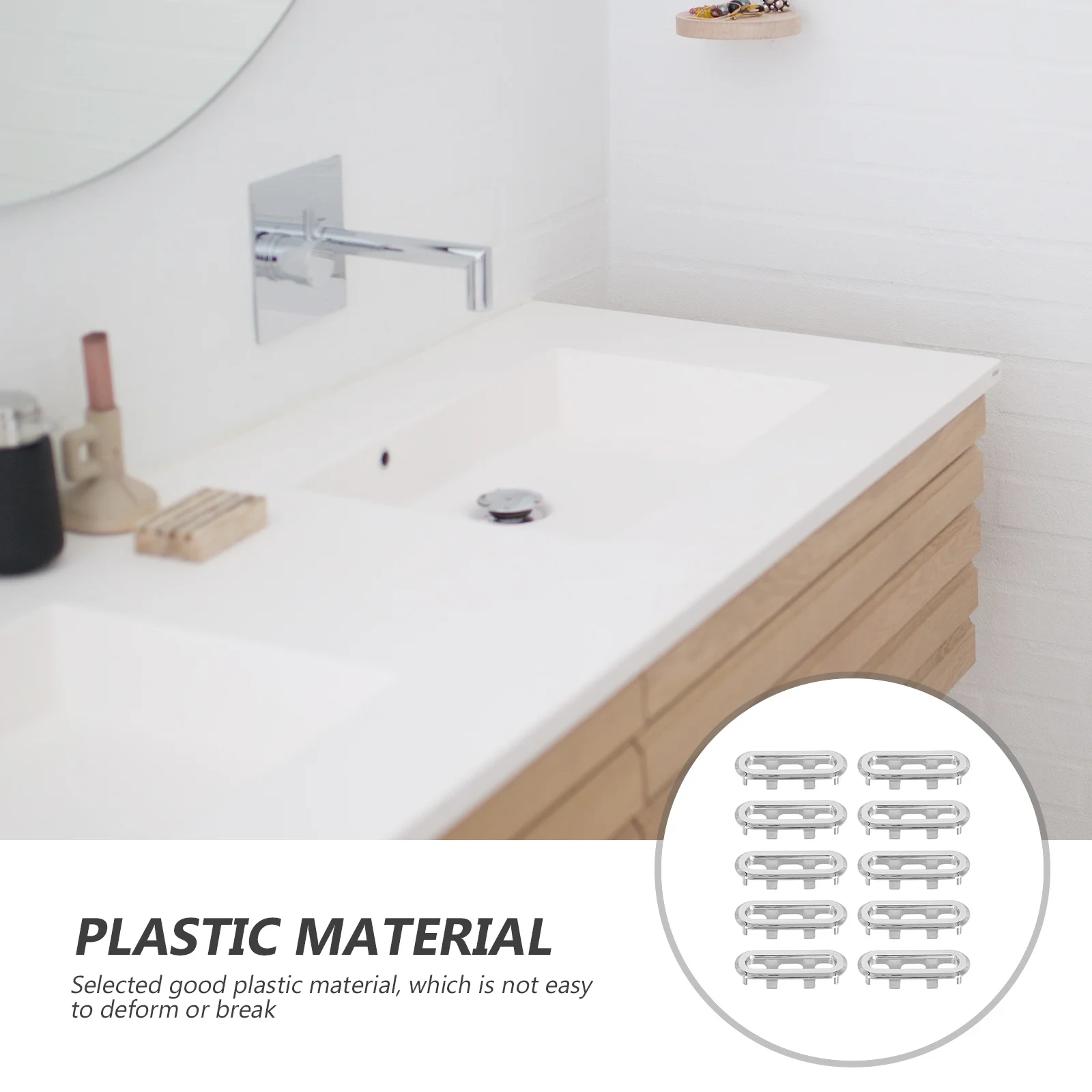 

20 шт. пластиковые кольца для перелива раковины в ванной комнате, крышки для перелива отверстий, аксессуары для умывальника, долговечная поставка раковины