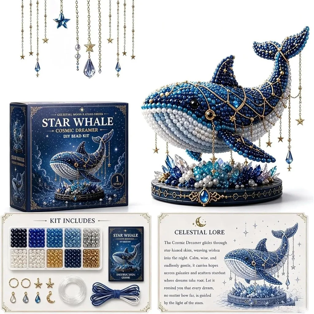 3D DIY Tier-Wächter Perlen-Bastelset DIY Wale, Hasen Figuren Perlenkunst Tischdeko-Set Kein Kleber Erforderlich Für Bastelliebhaber