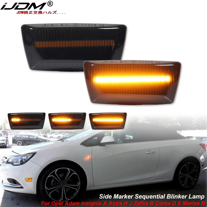 

iJDM Dynamic Blink Amber LED Front Side Marker Light For Buick/Opel Insignia Astra H Zafira B Corsa Cascada Turn Signal Lights