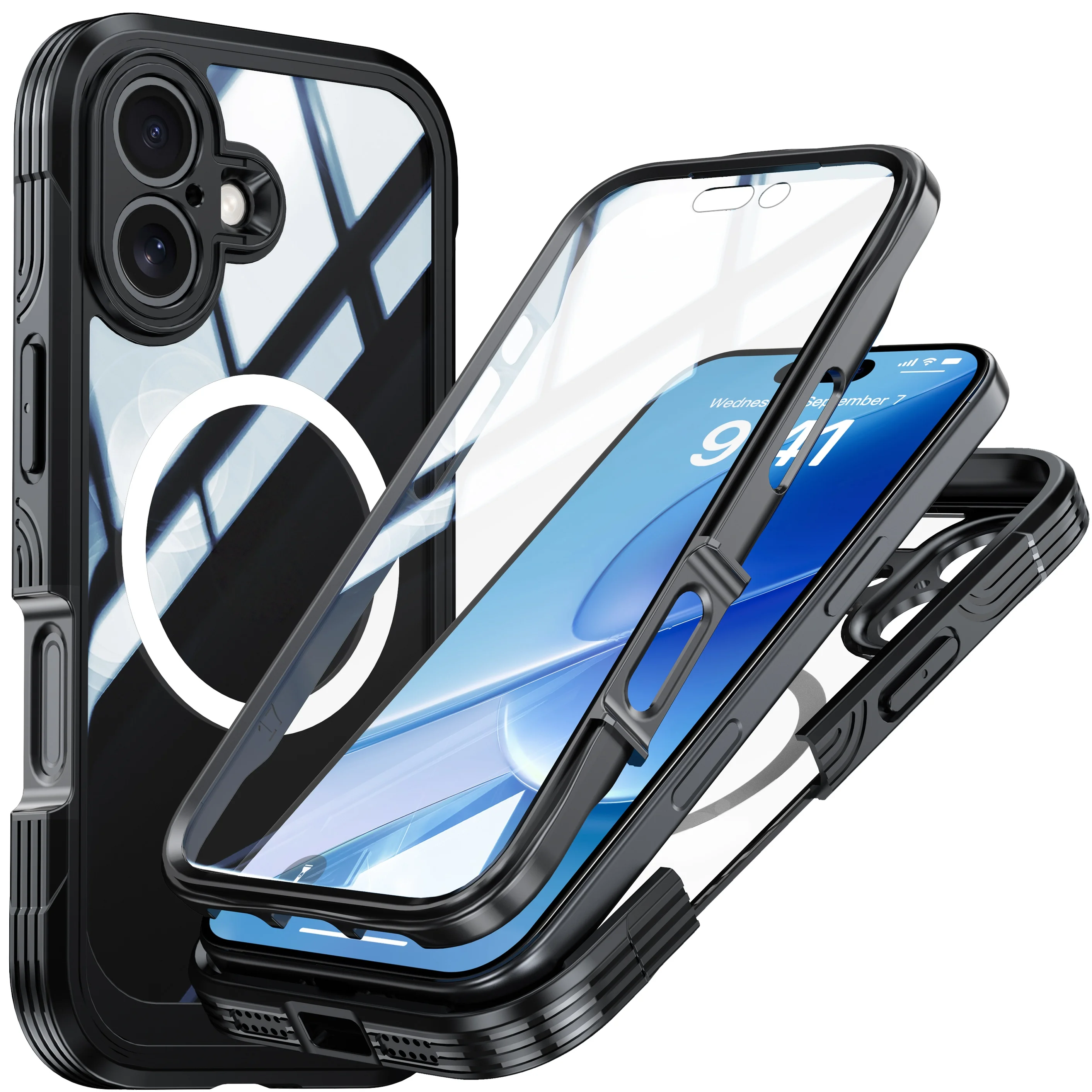 Etui na telefon z pełnym pokryciem 360 stopni, pasujące do iPhone 17E/17 Pro Max/16/15/14, odporne na wstrząsy…