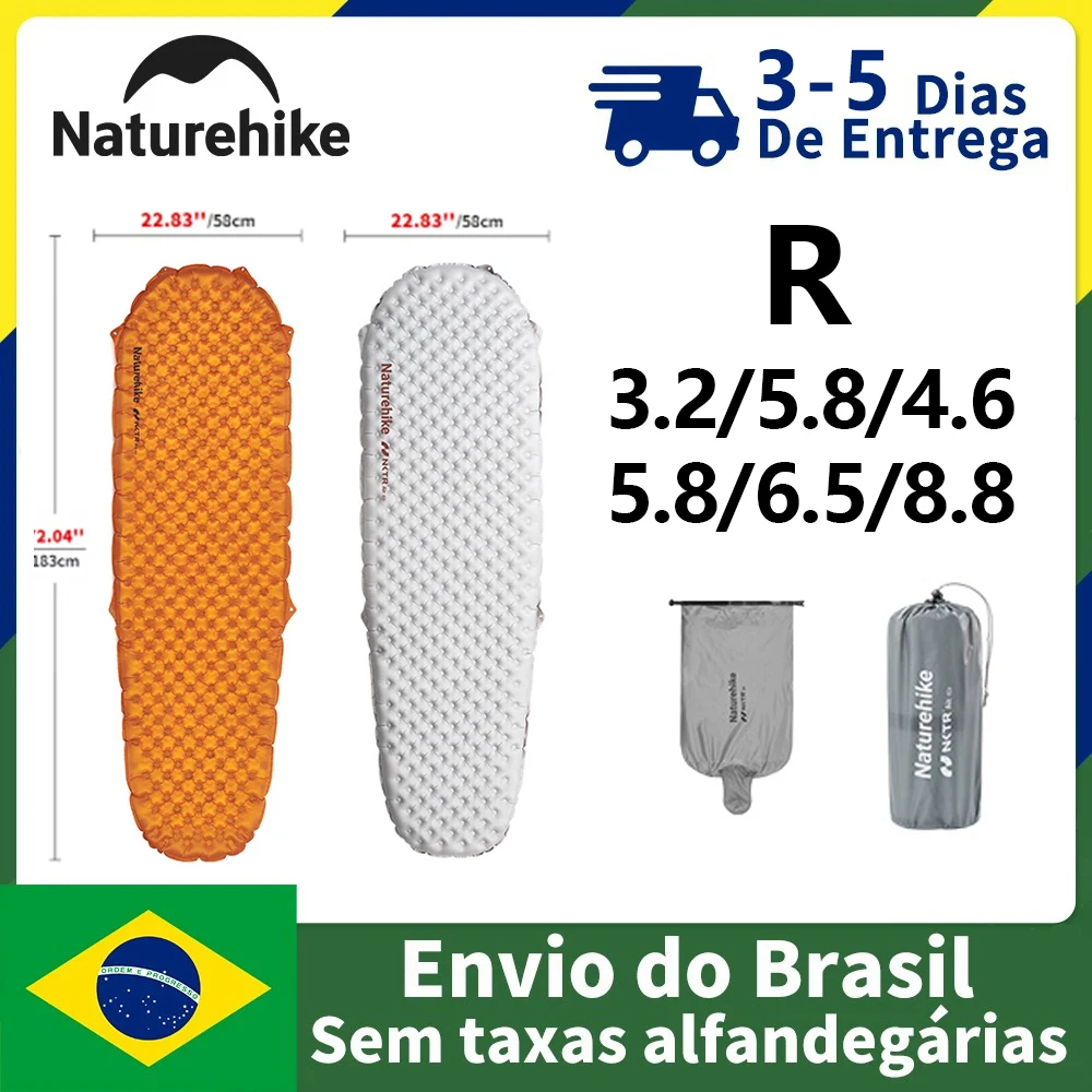 Colchão Inflável Naturehike 2026 para Camping Local R 4.6/5.8/8.8, Leve e Portátil, Colchonete para Barraca, Viagem ao Ar Livre, Caminhada, Praia