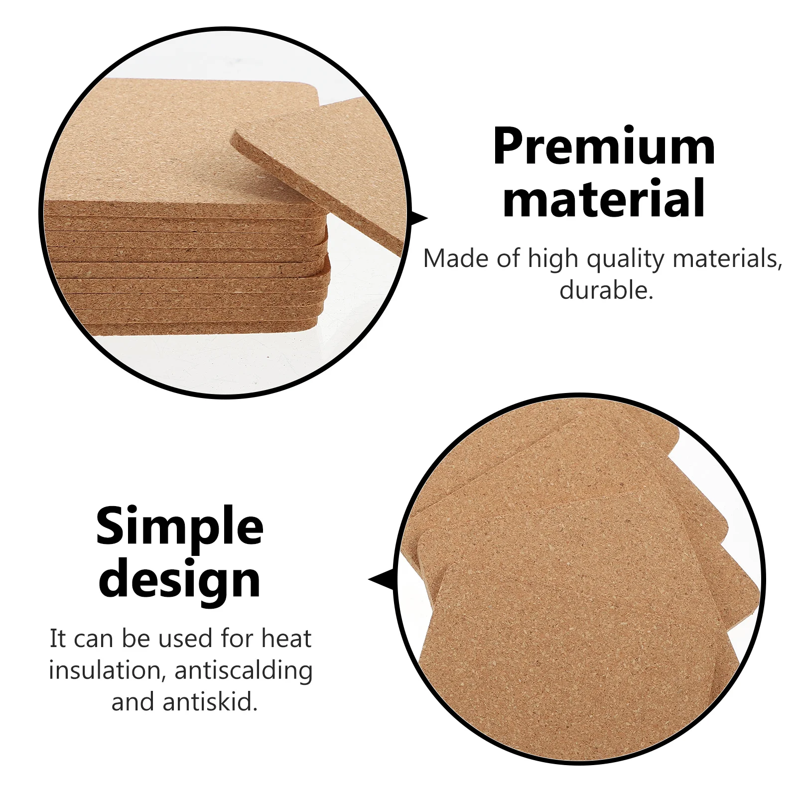 

10pcs Square Coasters Simple Cork Coasters Practical Cup Mats Heat Resistant Table Protection Home Decoration Assorted