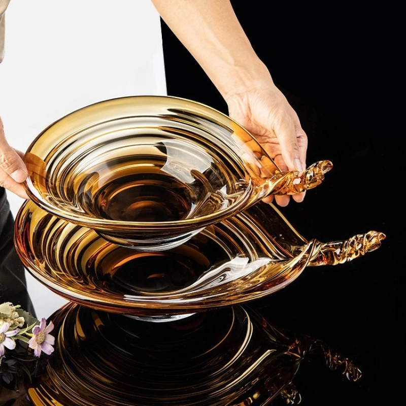 Modern Handmade Glass Fruit Bowl Luxury Snack Tray for Nuts & Candy Stylish Home Decor Elegant Serving Dish for Parties Genuine