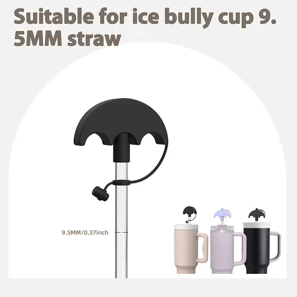 Silicone Straw Anti -lip Pattern Creative Umbrella Shape Dustproof Used For Stanley Bingba Cup Straw Hat Cute Silicone Plug G8D7