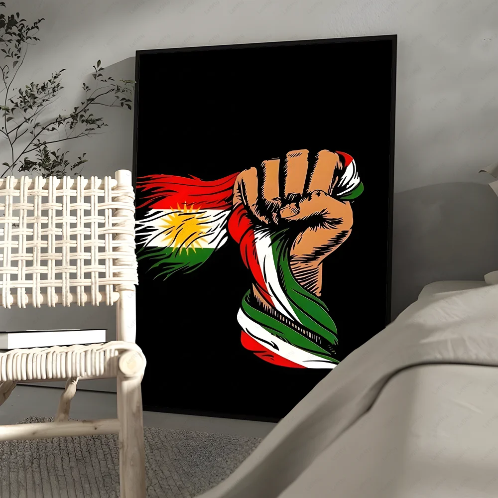 كردستان العلم الفن تصميم ملصق جدار الطباعة مقاوم للماء غرفة الاستحمام ديكور غرفة نوم المنزل هدية