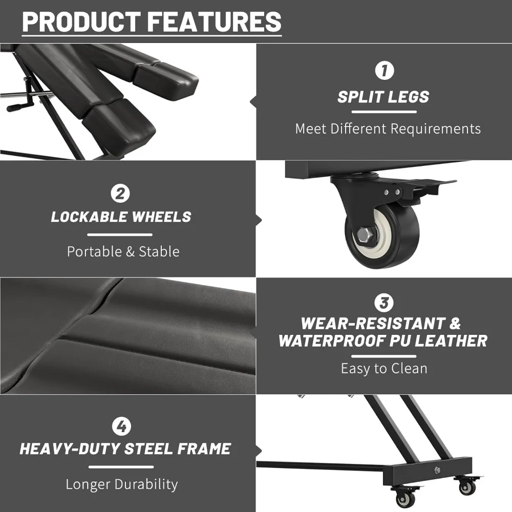 سرير وشم محمول على عجلات لعلاجات السبا والعلاجات التجميلية #5