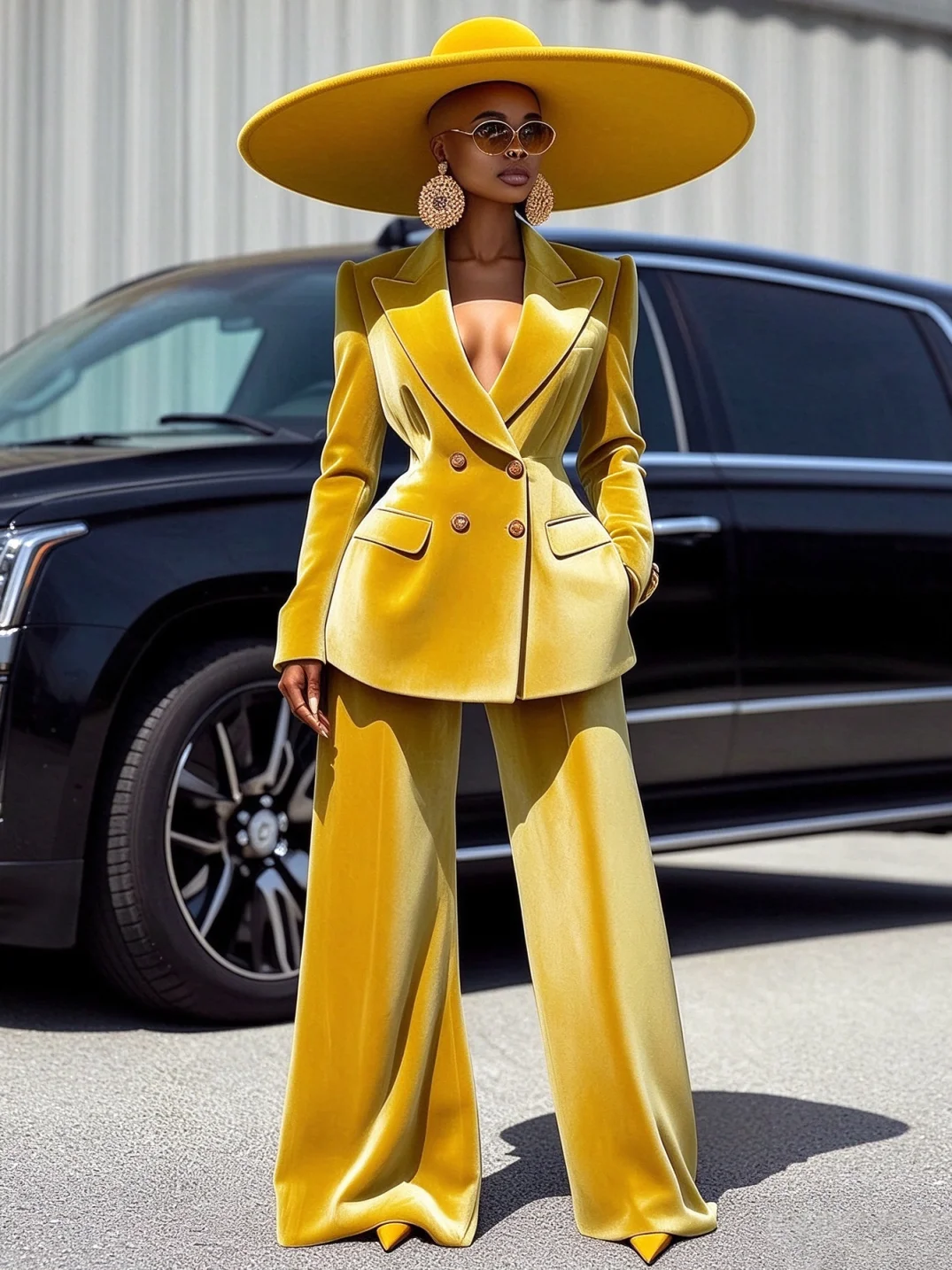 Gold Velvet Women Blazer Sets 2 Pieces Long Sleeve Customized Formal Lady Coat Pants Wear Guest Party