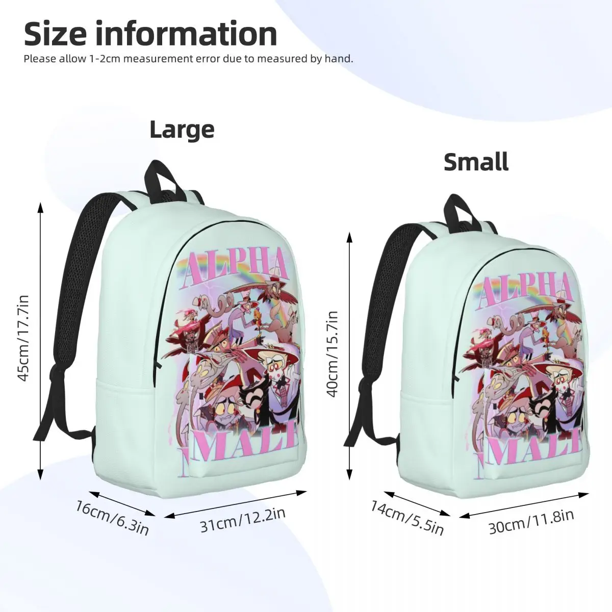 Vintage Alpha Male Teenage Backpack Lightweight Student Hiking Travel Hazbin Hotels Comdy Daypack Laptop Computer Canvas Bags