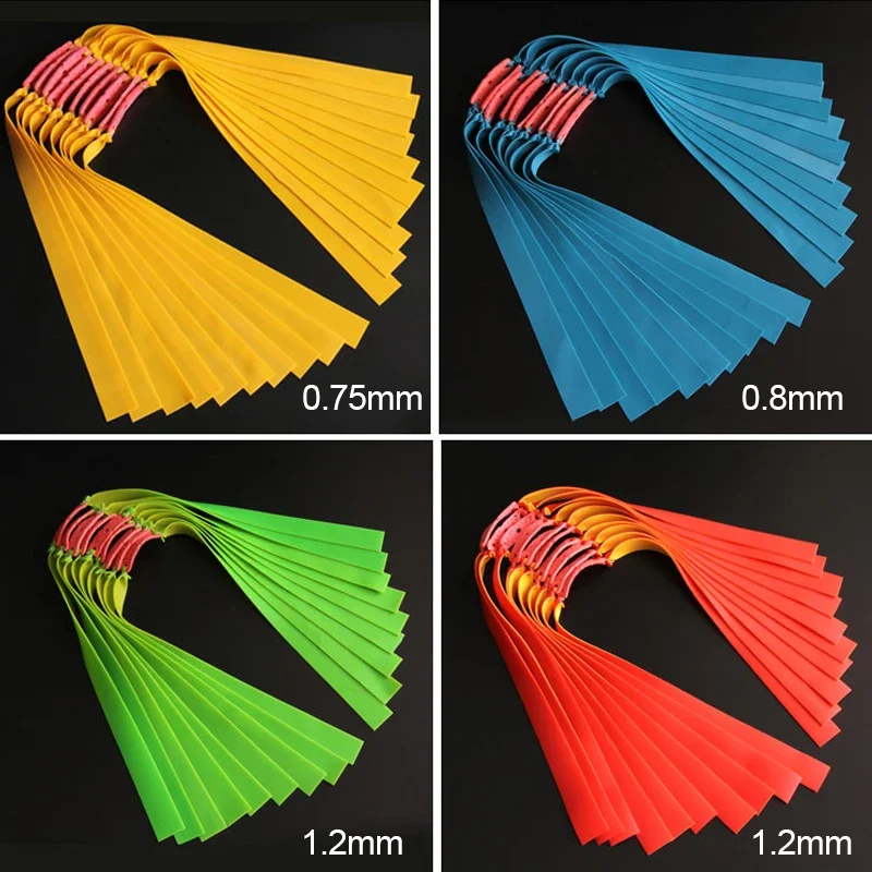 6pcs Powerful Flat Elastic Band For Slingshot Catapult Rubber Bands Outdoor Sports Hunting Accessories Thickness 0.55-1.2 mm