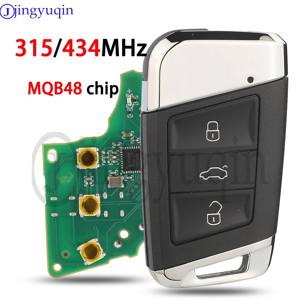 

jingyuqin 3Buttons 315/434MHz MQB48 Smart Remote Key FOB For Volkswagen VW Passat B8 Superb A7 Magotan 2015-2018 Fob Replacement