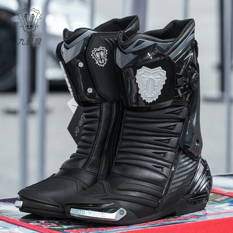 JG-WOLVES Kids Motorcycle Boots Shock Absorbing Anti Fall Off Road Durable Four Season Riding Shoes Botas de Moto Para Niños