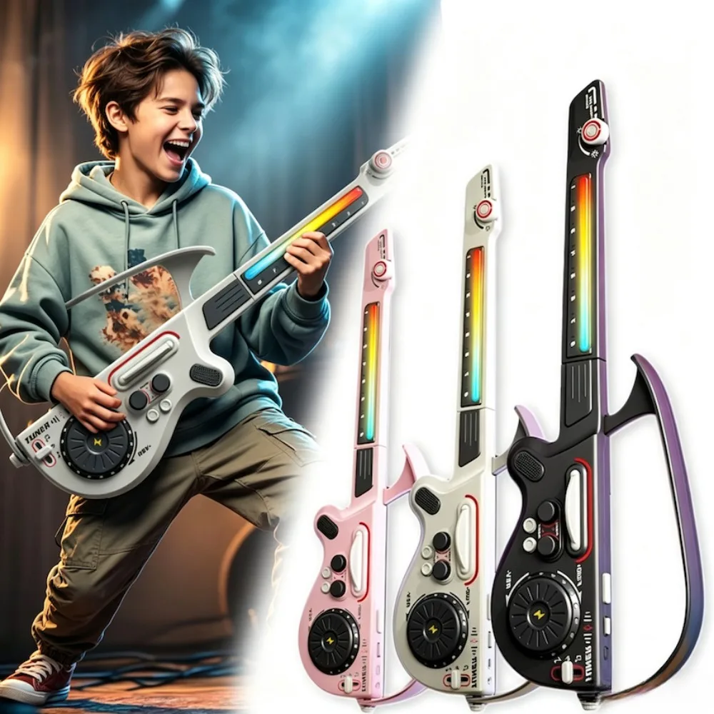 multi-functional-dj-guitar-smart-string-free-foldable-electronic-organ-musical-toy-early-learning-with-ambient-light-bluetooth