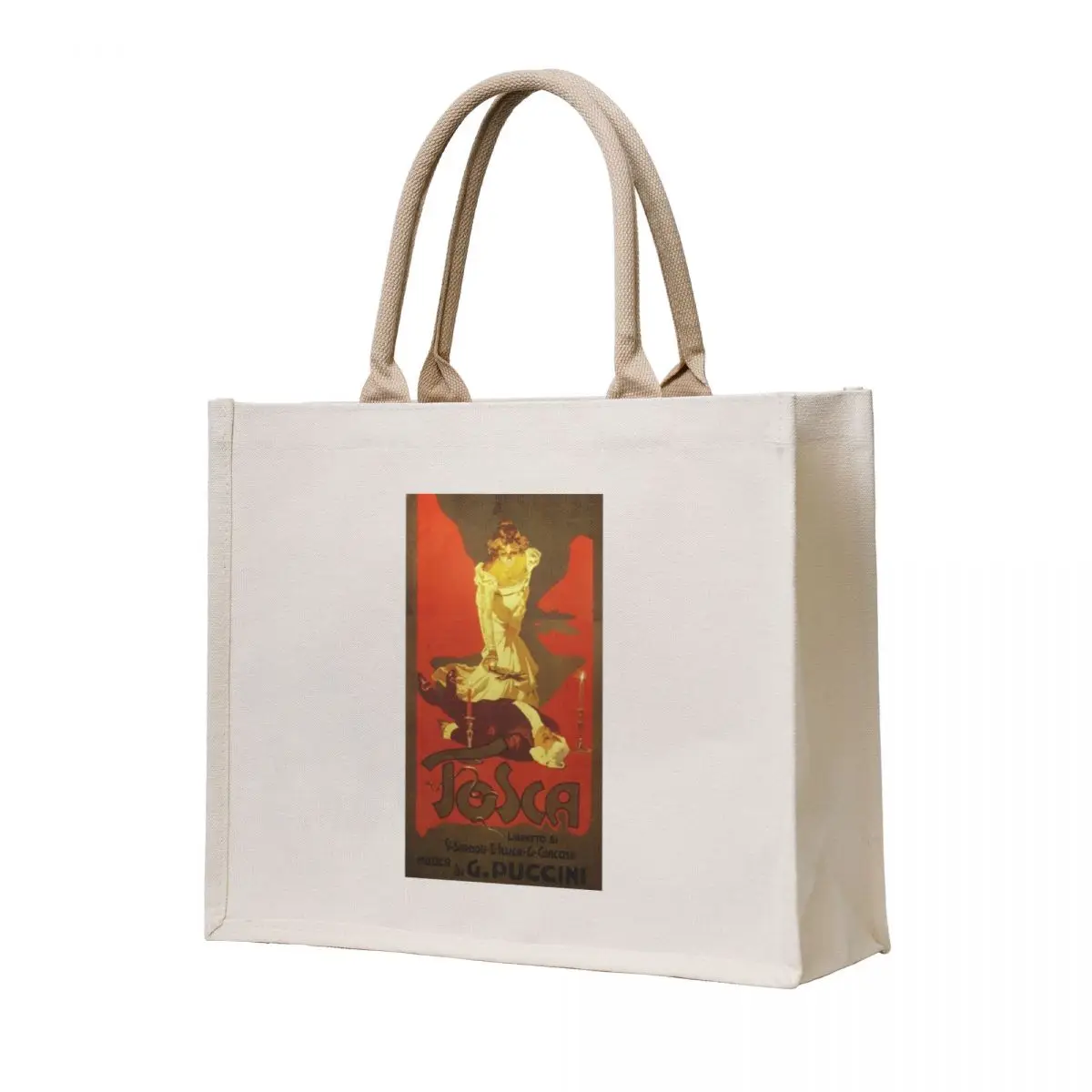 

The Death of Scarpia (Poster of Puccini’s opera Tosca, 1899) Tote Bag Large bags for women Women's shopping bag canvas tote
