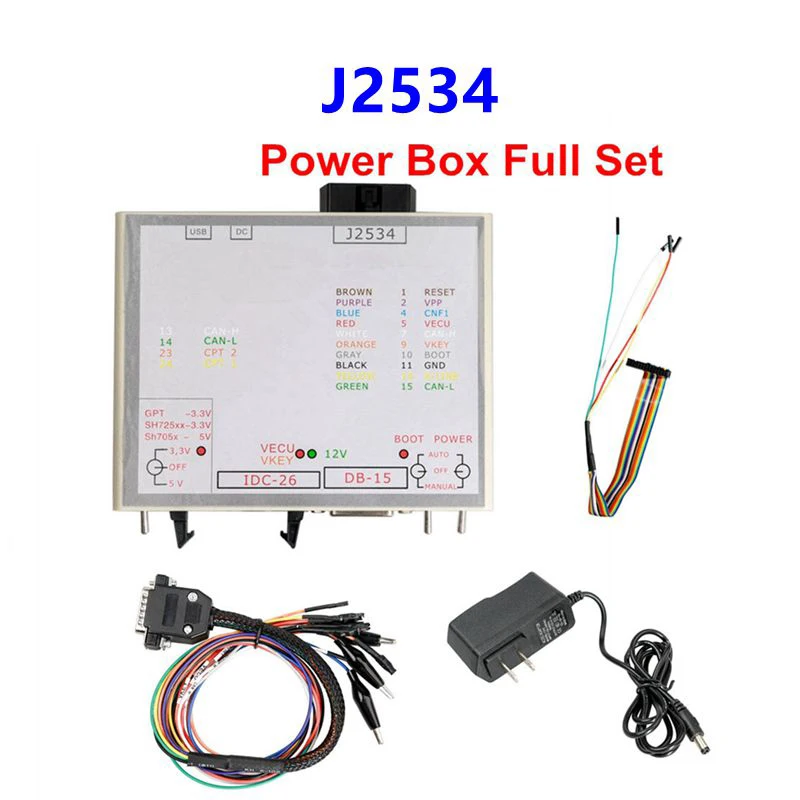JTAG PowerBox for Openport J2534, JTAG Interface Power Box Works with 3 Modes & Green LED, Full Adapters and Connectors