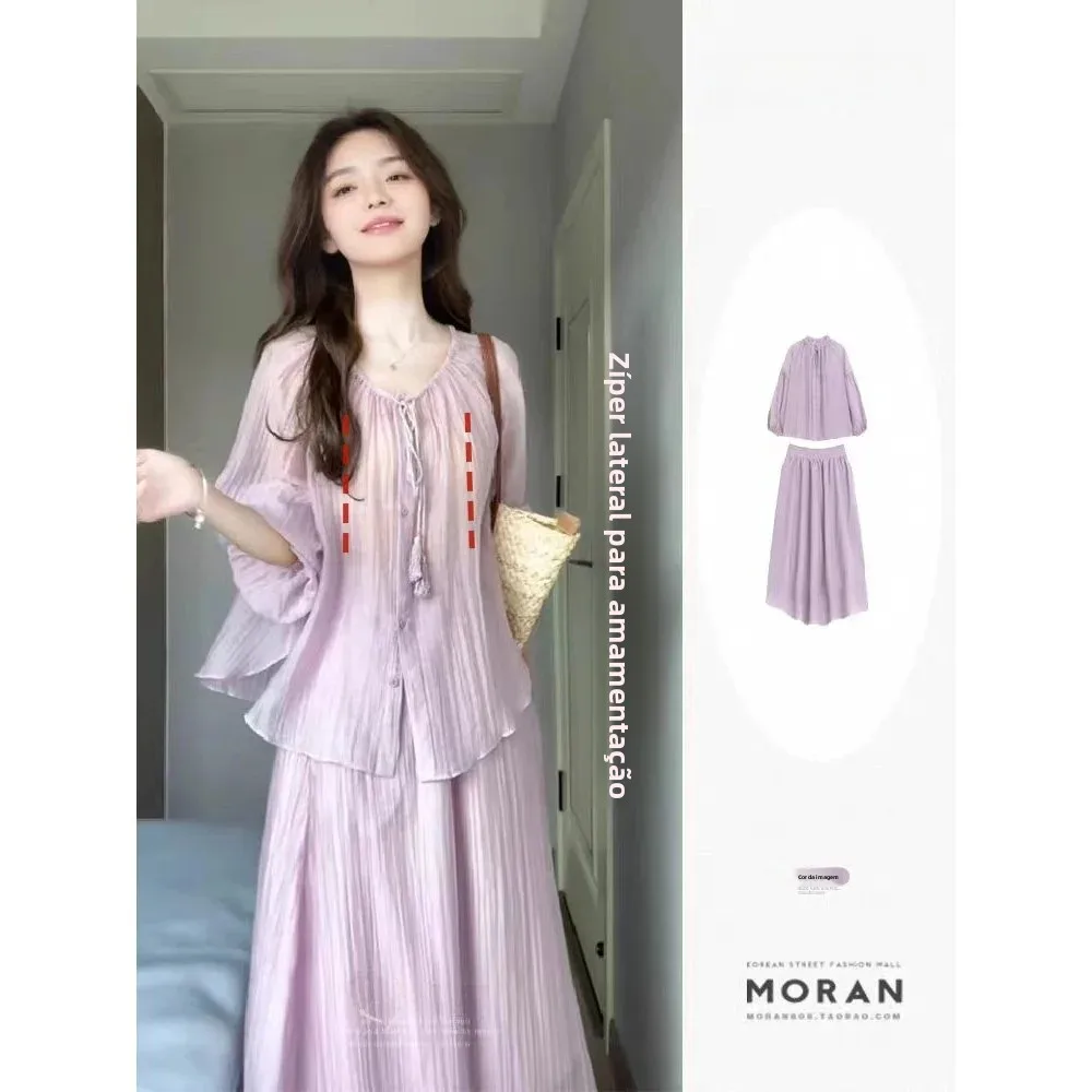 abito-da-allattamento-viola-alla-moda-completo-estivo-per-future-mamme-set-due-pezzi-per-l'allattamento-post-parto-vestibilita-comoda-e-ampia