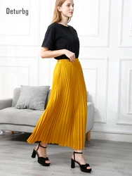 Top Quality Vintage Pleated Skirt For Women Korean Fashion High Waist Chiffon White Long Mermaid Skirts Faldas 2024 Autumn SK947
