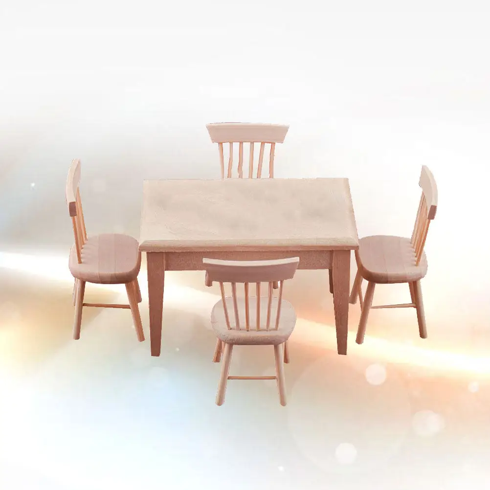 

1Set Solid Wood Miniature Desk Chair Set Fine Workmanship Fade Resistant for DIY Painting Desktop Ornament Home Decor Supplies