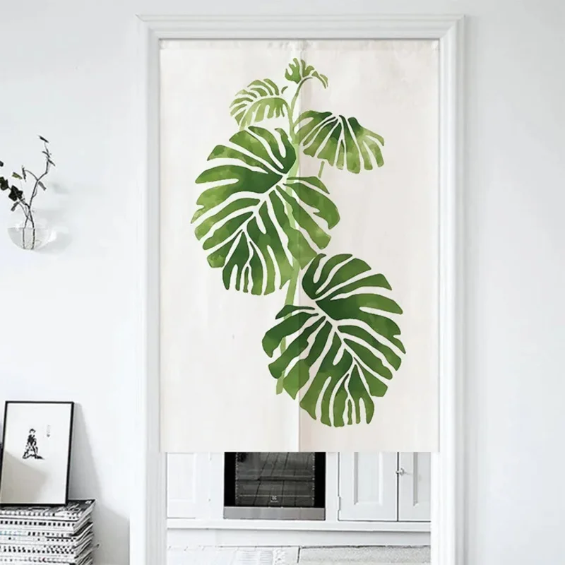 VIKAMA Scandinavian-Style Natural Plant Leaf Noren Curtain Suitable for Kitchens, Bedrooms, Living Rooms, Hotels, and Home Decor