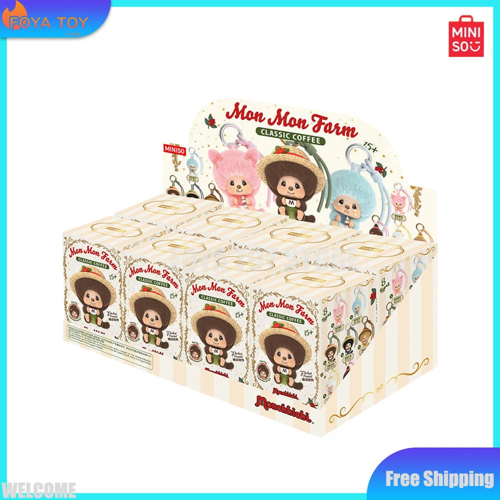 Neue Original MINISO Monchhichi Coffee Farm Serie Blindbox Niedliche Figur mit Wechselgesicht Mystery Box Trendige Deko-Sammlerstücke Geschenke