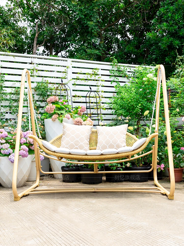 Flower Outdoor Swing Courtyard Outdoor Garden Yard Terrace Internet Celebrity Swing Rocking Chair Glider Hanging Basket Hammock