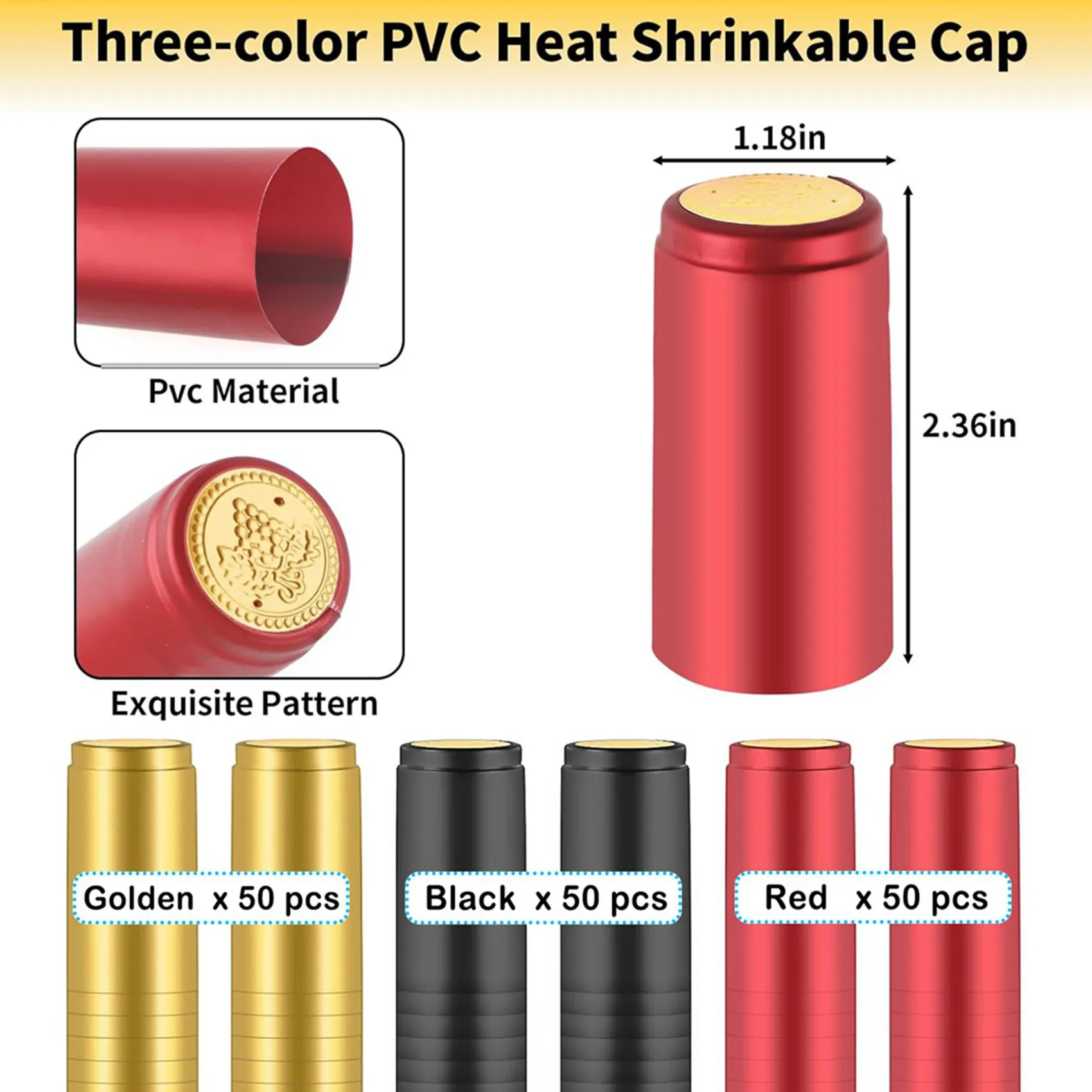 A84X-300 Pcs Wine Sealer For Bottles PVC Heat Shrink Capsules Bottle Caps For Wine Making Cellars And Home Use