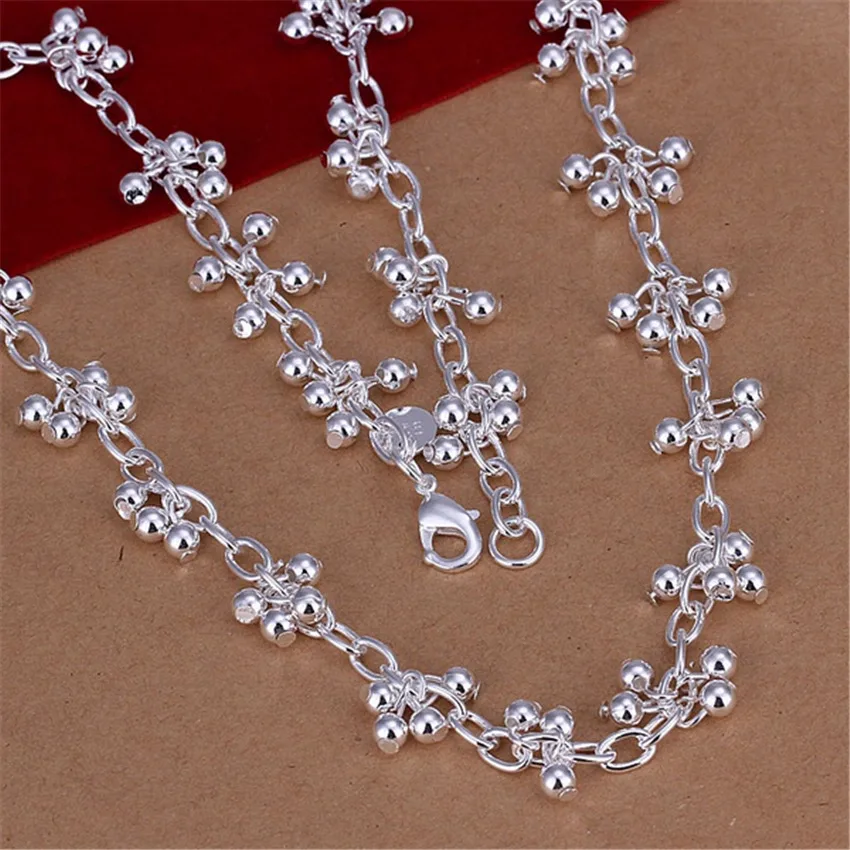 Korean Fashion 925 Sterling Silver 18 Inch Many Beads Pearl Chains Necklaces For Women Luxury Designer Jewelry Holiday Gifts