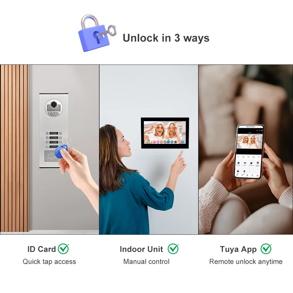 Tuya APP 7 Inch IPS Screen 2MP 1080P  Wired IP WIFI Doorbell Video Door Phone Intercom Visual Door Viewer