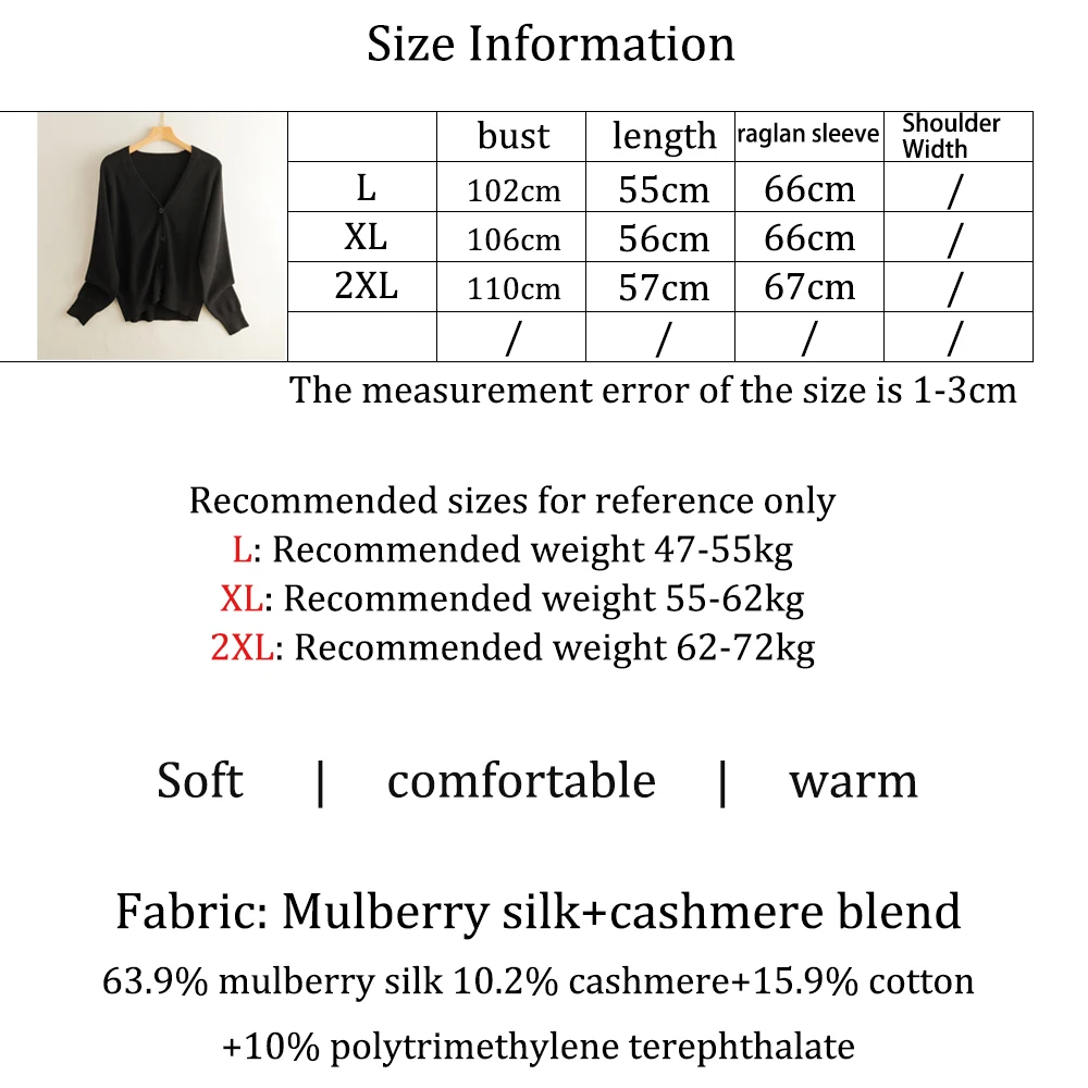 2026 Women's Autumn New Natural Mulberry Silk Cashmere Blended Coat Long Sleeve Versatile Knitted Cardigan
