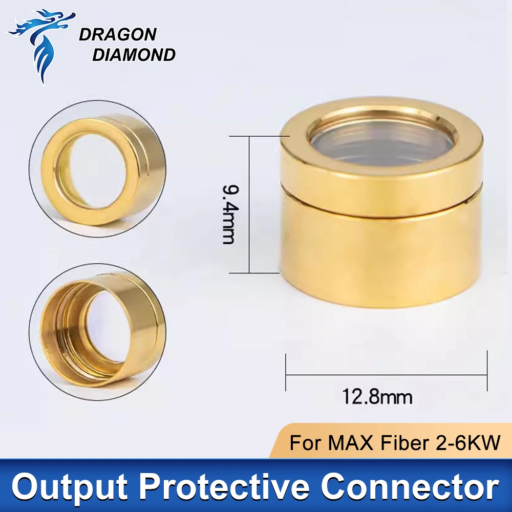 MAX Raycus-Grupo de lentes de conector protector de salida de fuente láser de fibra QBH con tapa para máquina de corte de 0-6W, generador láser