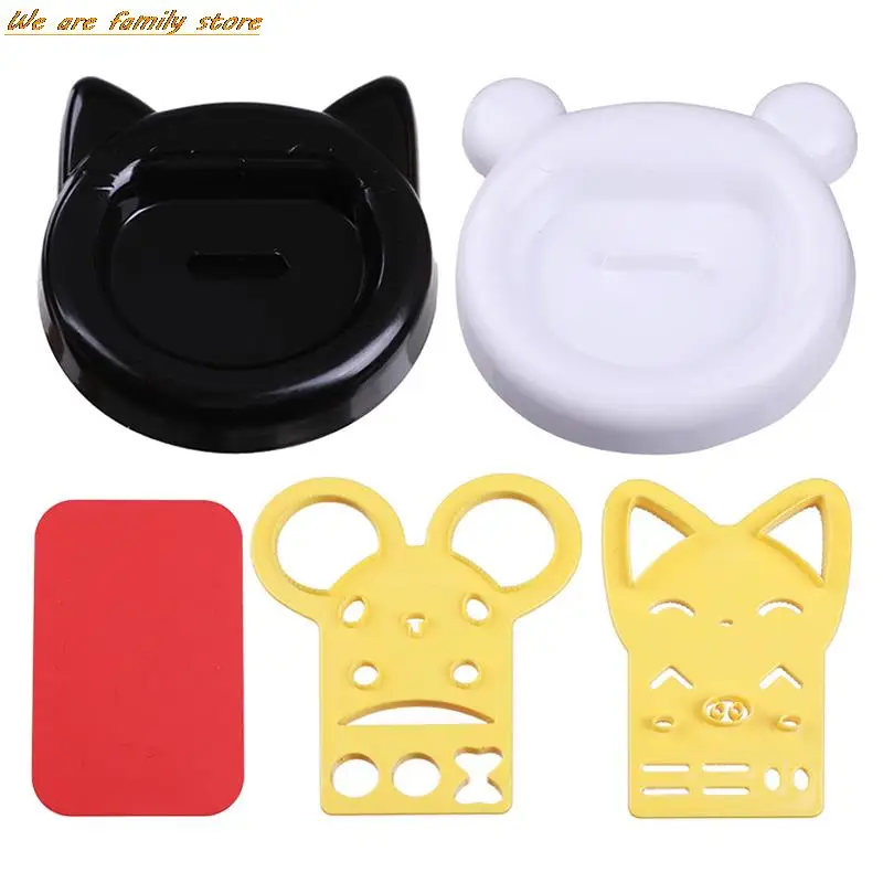 5Pcs Big Mouth Cat Rice Ball Mould Set Cute Cartoon Kids Bento Sushi Nori Rice DIY Mould Creative Kitchen Tools Accessories