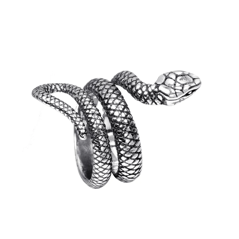 Stainless Steel Fashion Jewelry Wholesale European and American Vintage Personality Snake Python Titanium Steel Ring