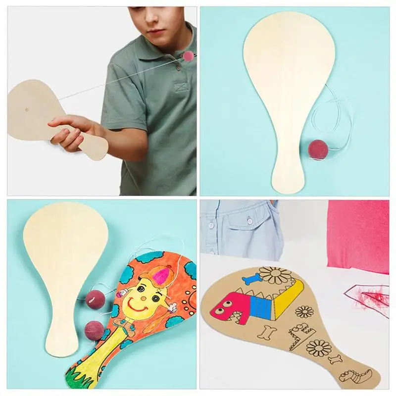 Wooden Paddle Ball with String Safety Toddler Friendly Catch Toy for Teens Adults Family Reunion Game Surprise Gift