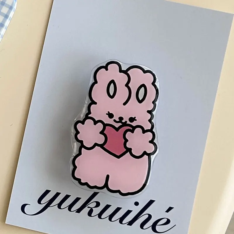 

Ins Korean Cute Simple Pink Rabbit Love Heart Mobile Phone Accessories Universal Back Case Cover Stand Bracket Holder Support