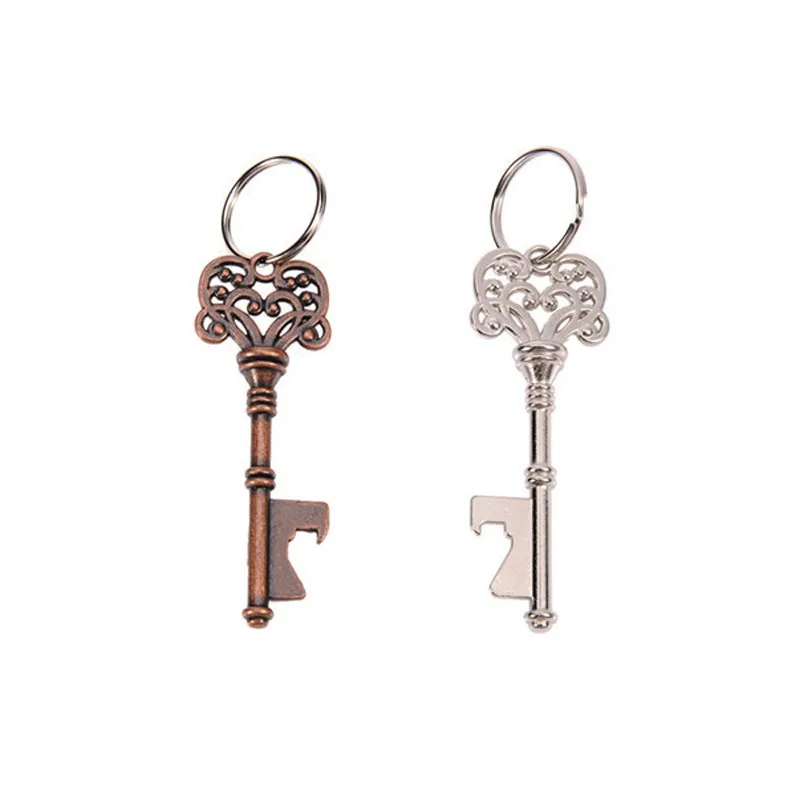 Key Shaped Bottle Opener Keychain Zinc Alloy Copper Silver Keyring Beer Bottle Can Opener Unique Gift Home Kitchen Accessories