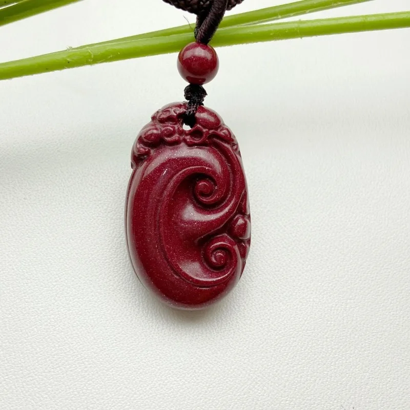 Purple Gold Sand Cinnabar Ruyi Pendant Necklace Pendant Men's and Women's Jewelry Sweater Chain