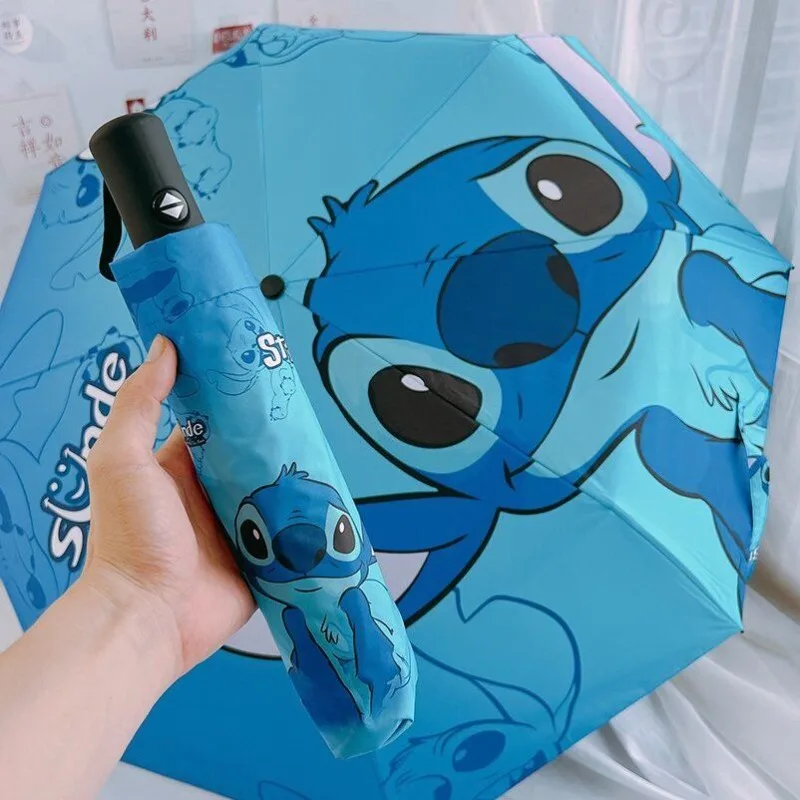 Disney Stitch Animation Peripheral Student Sunscreen and UV Protection Folding Portable Vinyl Sunscreen Umbrella in Rain or Rain