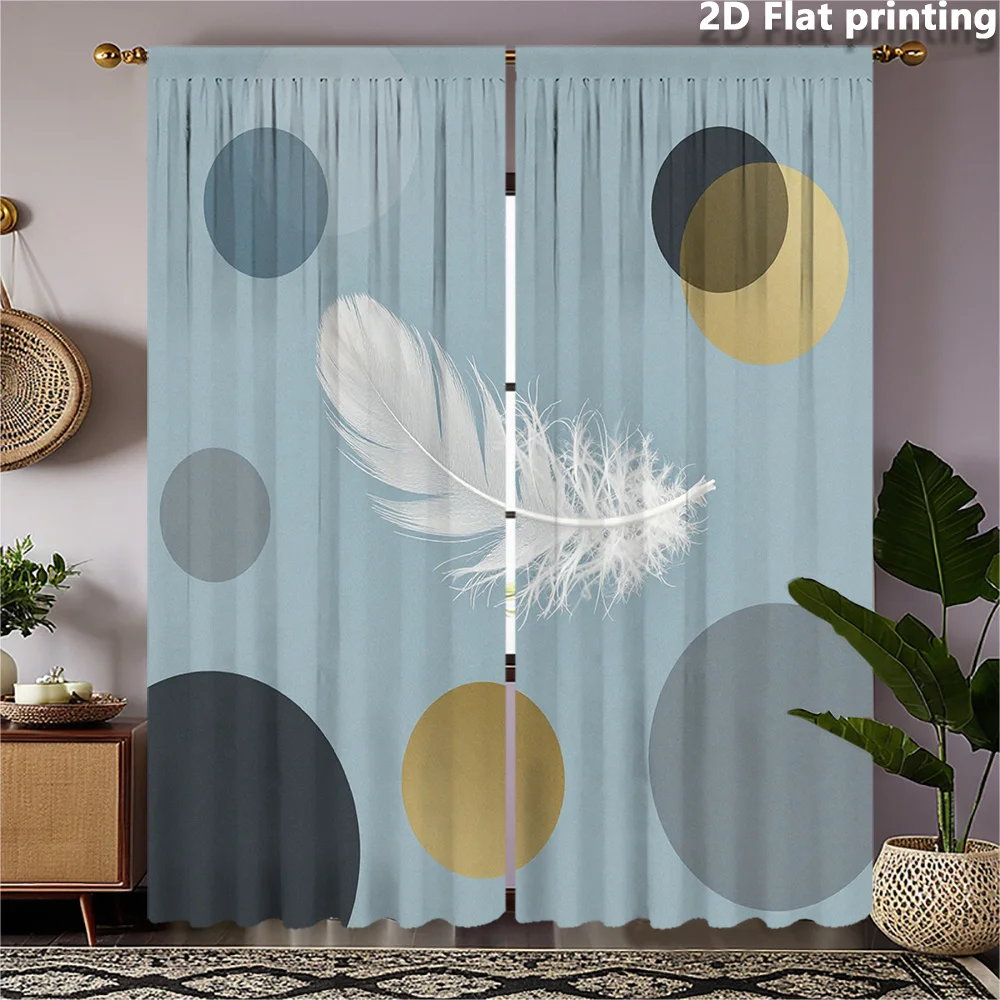 Geometrische Vorhänge mit Federdruck, Boho-Vorhänge für Wohnzimmer, moderne abstrakte Fensterdekoration, skandinavische ästhetische Heimdekoration