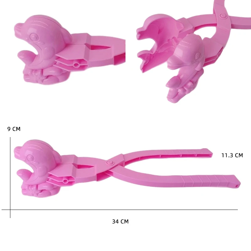 子供用の大きなイルカのスノークリップ、クレイボールメーカー、クリエイティブなスノーボール、スノーショベル、アウトドアスポーツおもちゃ、かわいい、1個