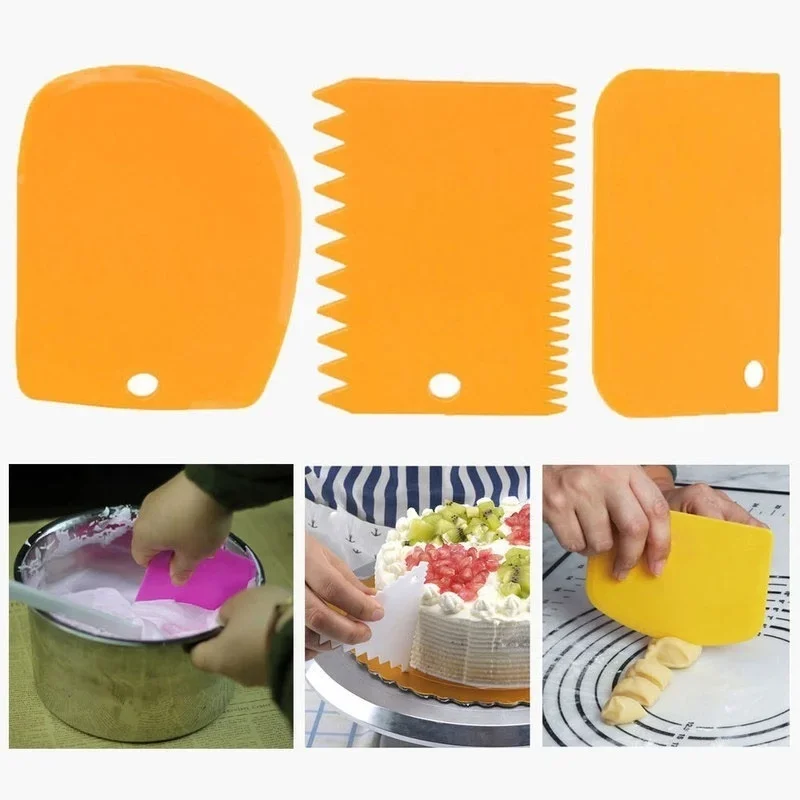 3 Pcs/Set Dough Cutter Cake Slicer Multicolor Baking Tool Scraper Cake Blade Silicone Spatula Baking  Pastry Tools