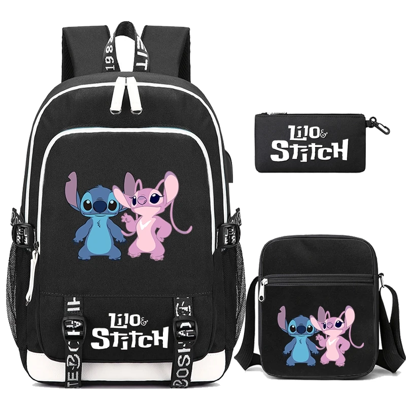 3 sztuk/zestaw plecak z motywem Stitch Disney Lilo dla chłopca dziewczyna z powrotem do szkoły plecak nastoletnie dzieci kreskówka torba studencka z