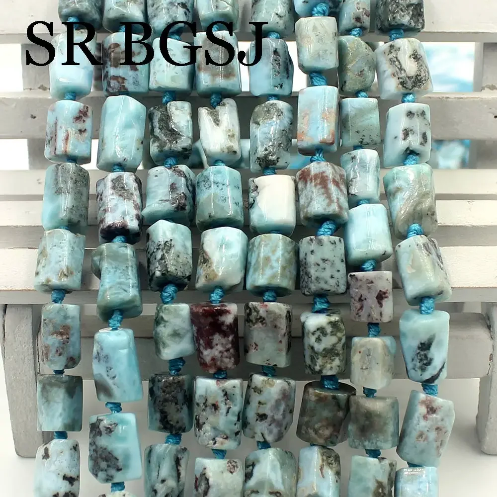 8x10mm Natural Larimar Column Tube Faceted  Stone Jewelry Making Wholesale Gems Beads Strand 15\