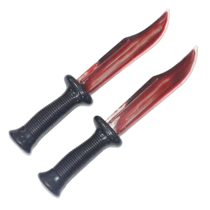 Cuchillo de sangre falso para decoración de Halloween, juguetes de plástico