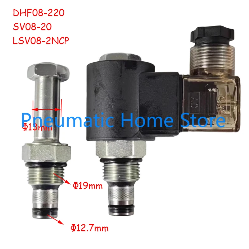2 Position 2 Way Commutation Pressure Relief Hydraulic Threaded Cartridge Solenoid Valve DHF08-220 SV08-20 V2068