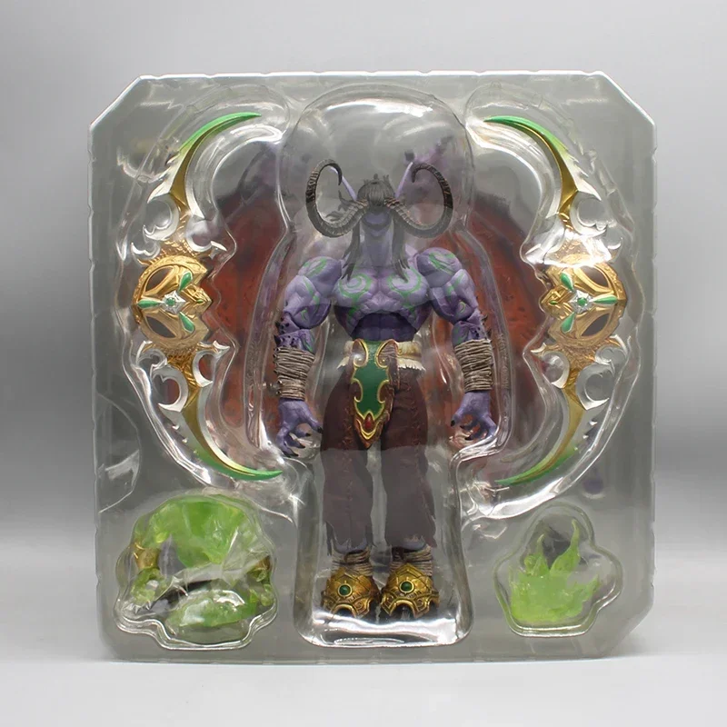 

25cm Game World of Warcraft Anime Action Figures Illidan Stormrage Save Heroes Eyes With Lights PVC Desktop Model Ornaments Gift