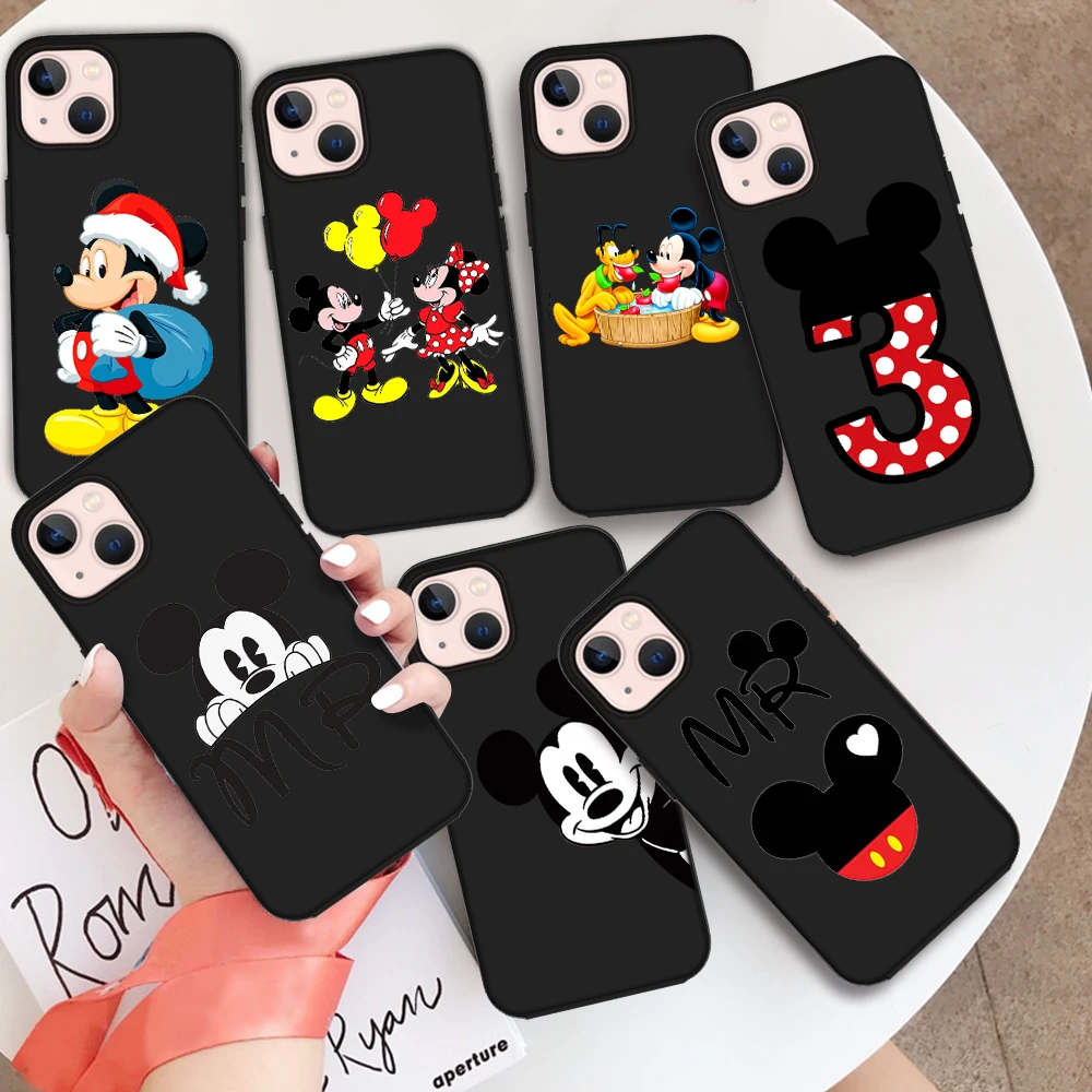 

Disney Mickey Minnie Mouse Tempered glass phone case For iPhone 13 12 mini 11 pro xs max X XR 6 7 8 5 SE 2 3 PLUS