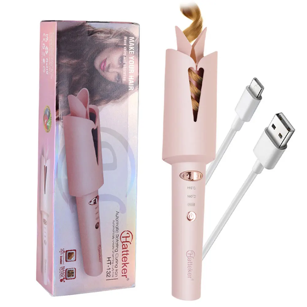 Hatteker Automatic Curling Iron Cordless 25 mm Negative Ion Hair Styling Tool for Salon USB Rechargeable Professional Use