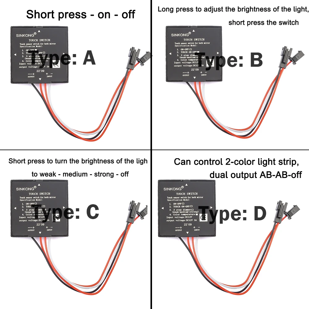 DC 5-12V Touch-Schalter Sensor stufenlose LED induktive Dimm-Touch-Schalter für Badezimmers piegel LED-Lichts piegel Scheinwerfer