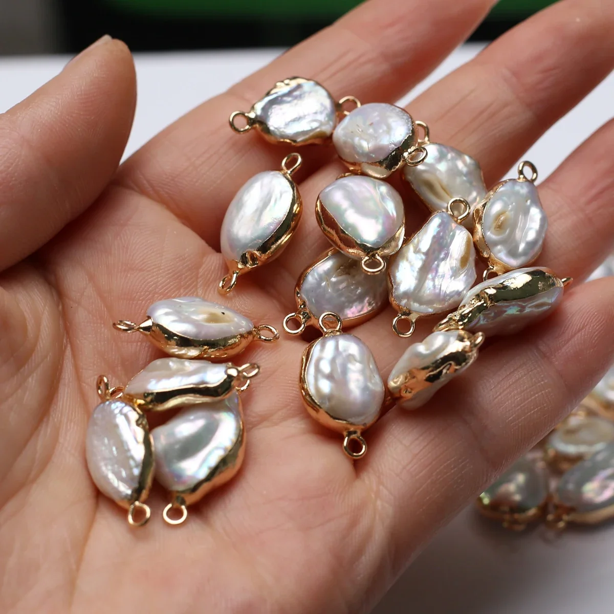 10pcs Natural Freshwater Baroque Pearl Charms Connectors Pendants for Jewelry Making DIY Necklaces Earrings Accessories Gifts